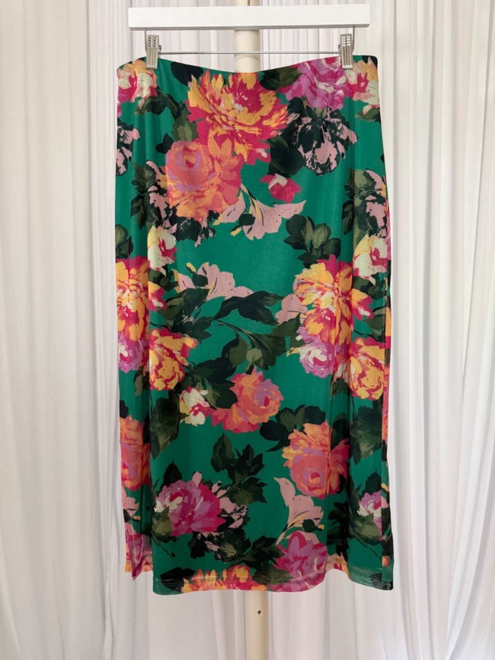 IMAN Global Chic Floral Mesh Midi Skirt L NWOT Lined Pull-On - Picture 2 of 16